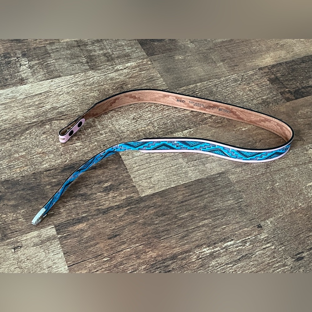 Vintage 80’s Teal and Pink Native American Pattern Belt
